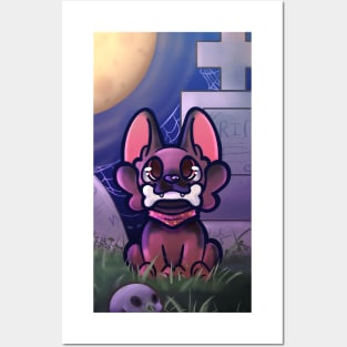 Puppy with a bone in mouth Posters and Art